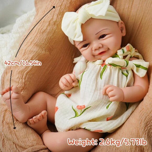 16.5 inch Realistic Full Body Silicone Open Eyes Newborn Leilani-ivory Baby Girl - Picture 2 of 6